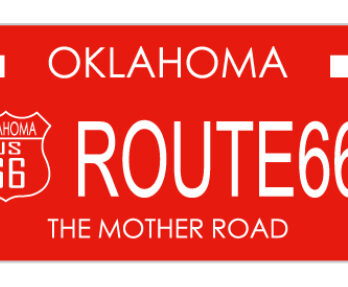 OFFICIAL ROUTE 66 TRADING PINS – Oklahoma Route 66 License Plates – Red – ROUTE66