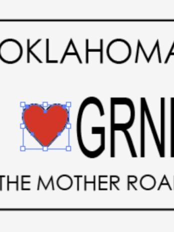 OFFICIAL ROUTE 66 TRADING PINS – Oklahoma Route 66 License Plates – White – (heart)GRNKDS