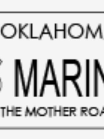 OFFICIAL ROUTE 66 TRADING PINS – Oklahoma Route 66 License Plates – White – MARINES